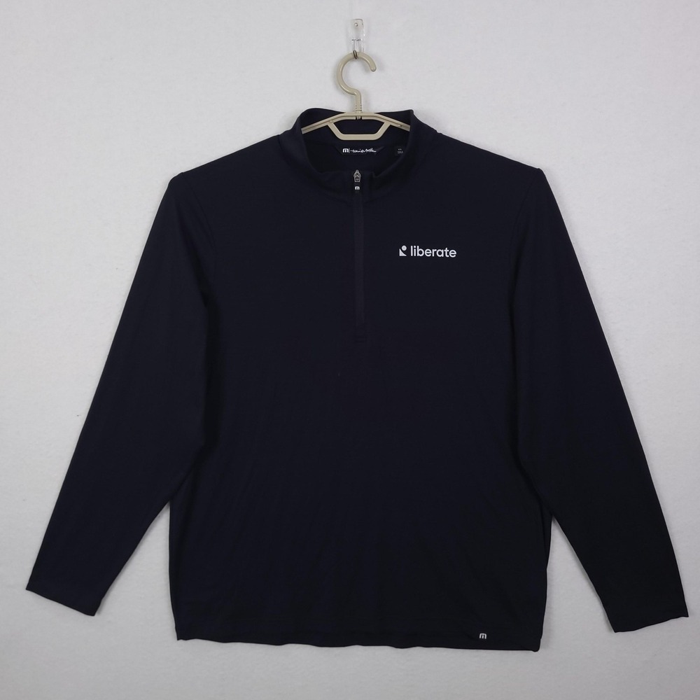 Travis Mathew Pullover Mens 2XL Blue 1/4 Zip Long Sleeve Golf Stretch Liberate